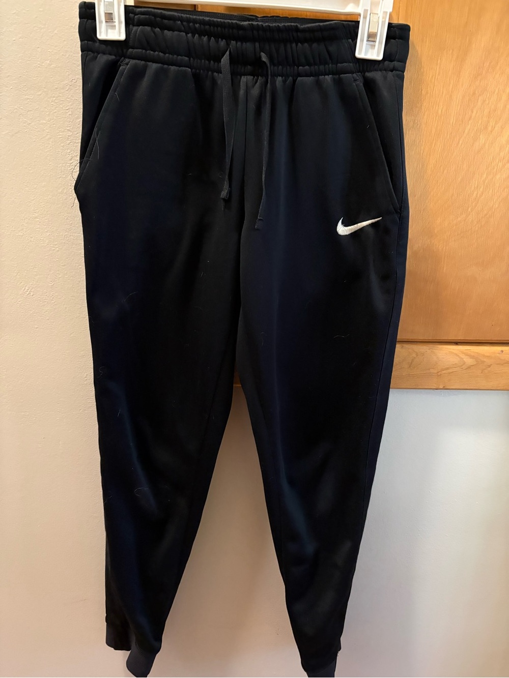 Nike Black Dri-FIT Athletic Joggers with White Swoosh Tag